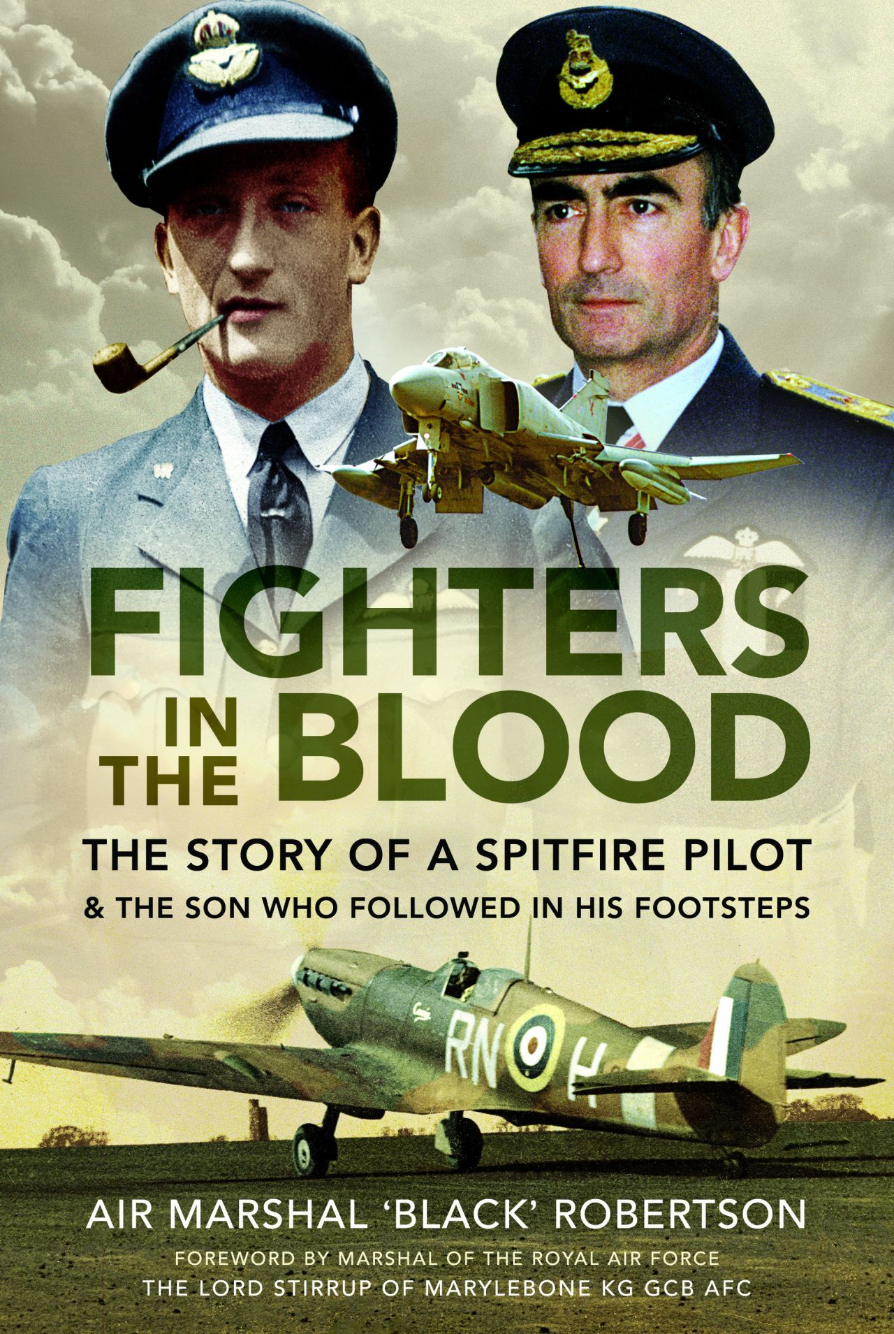 Fighters in the Blood - signed book - web - Jet Art Gallery A signed book copy of Fighters in the Blood by Air Marshal GA "Black" Robertson, detailing his and his father's RAF careers