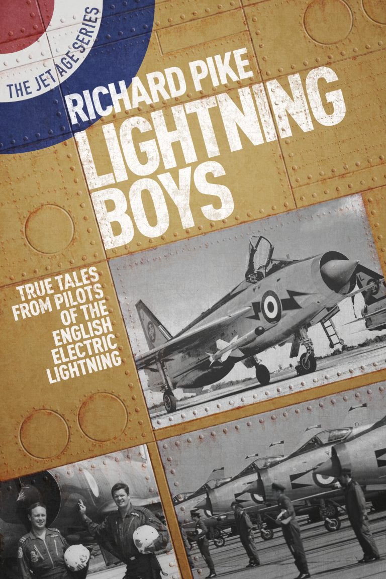 The front cover of the aviation book Lightning Boys, showing an English Electric Lightning