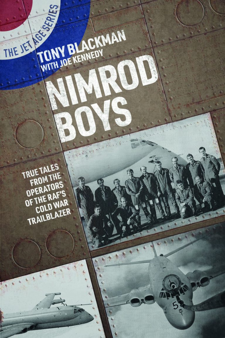 A signed book copy of Nimrod Boys by Tony Blackman and Joe Kennedy, featuring the Hawker Siddeley Nimrod in flight.