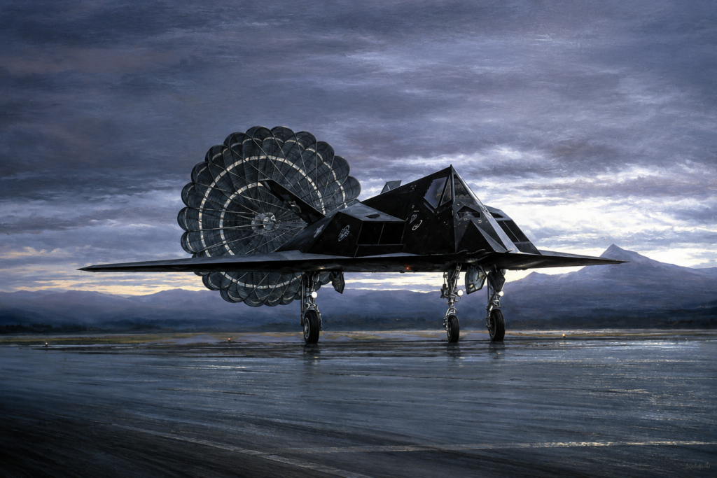 F-117 Nighthawk in Black Jet aviation artwork by Michael Rondot